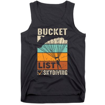 Parachute Jump Skydiver Instructor Bucket Lists Skydiving Tank Top