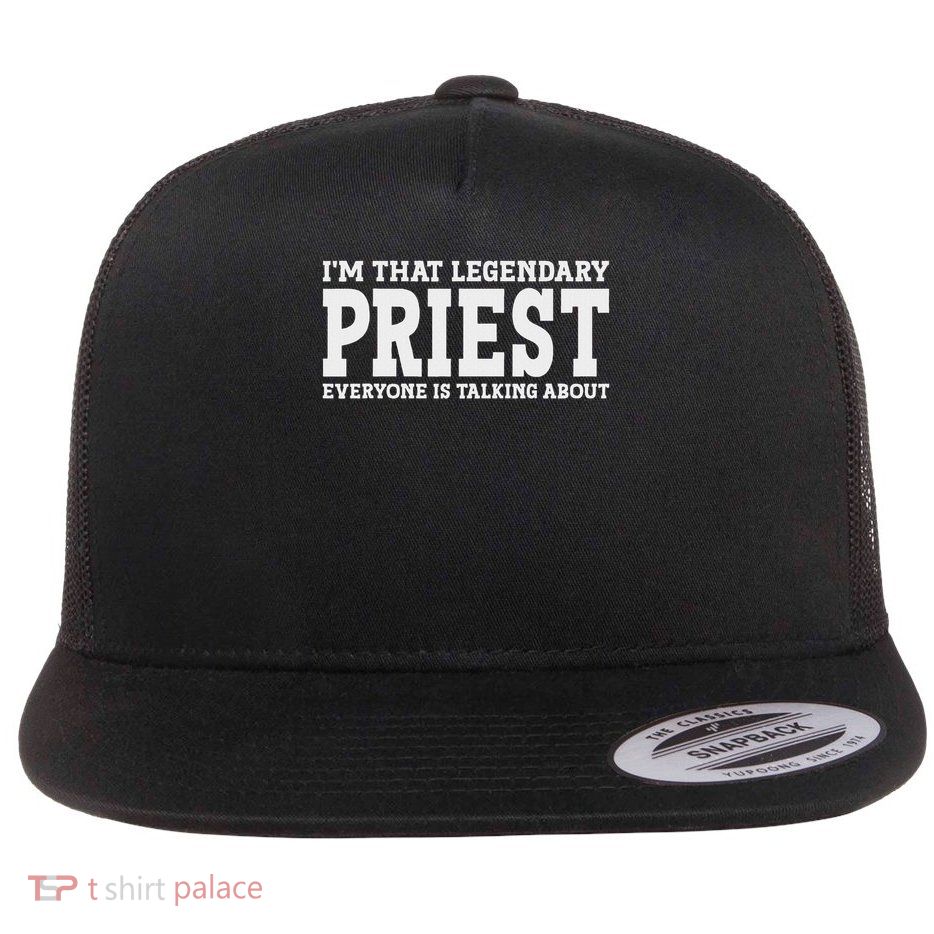 Priest Job Title Employee Funny Worker Profession Priest Flat Bill Trucker Hat