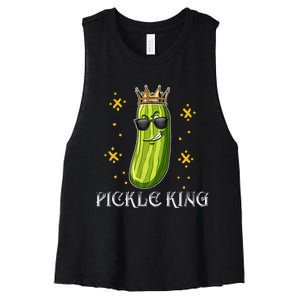 Pickle King Vegan Funny Cucumber Vegetable Pickles Lover  Women's Racerback Cropped Tank