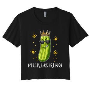 Pickle King Vegan Funny Cucumber Vegetable Pickles Lover  Women's Crop Top Tee