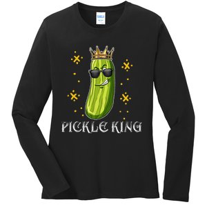 Pickle King Vegan Funny Cucumber Vegetable Pickles Lover  Ladies Long Sleeve Shirt