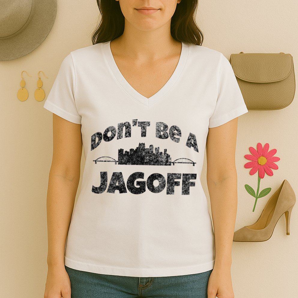 Pittsburgh Jagoff Yinz Funny Yinzer Steel City 412 Home Women's V-Neck T-Shirt