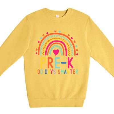 Pre K 100 Days Smarter Rainbow Teacher 100th Day Of School Gift Premium Crewneck Sweatshirt