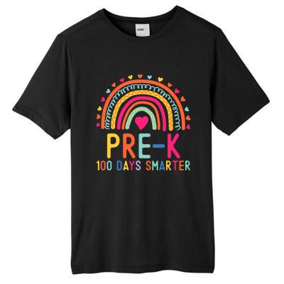 Pre K 100 Days Smarter Rainbow Teacher 100th Day Of School Gift Tall Fusion ChromaSoft Performance T-Shirt