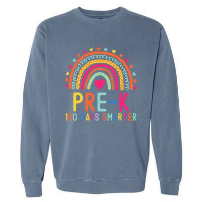 Pre K 100 Days Smarter Rainbow Teacher 100th Day Of School Gift Garment-Dyed Sweatshirt