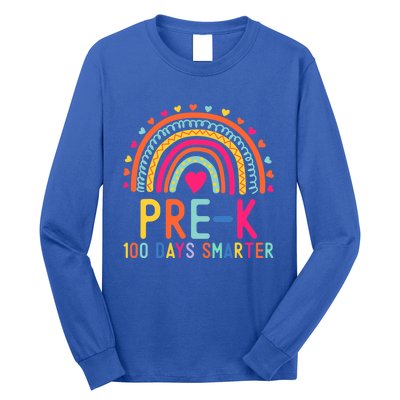 Pre K 100 Days Smarter Rainbow Teacher 100th Day Of School Gift Long Sleeve Shirt