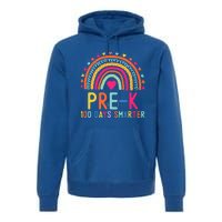 Pre K 100 Days Smarter Rainbow Teacher 100th Day Of School Gift Premium Hoodie