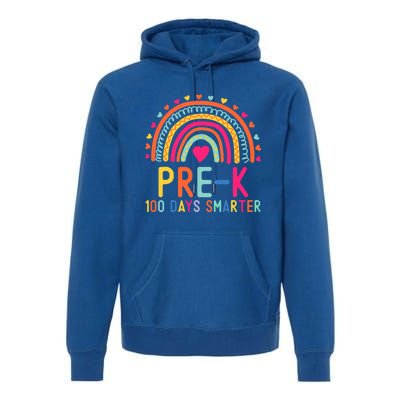 Pre K 100 Days Smarter Rainbow Teacher 100th Day Of School Gift Premium Hoodie