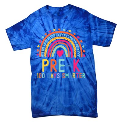 Pre K 100 Days Smarter Rainbow Teacher 100th Day Of School Gift Tie-Dye T-Shirt