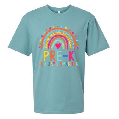 Pre K 100 Days Smarter Rainbow Teacher 100th Day Of School Gift Sueded Cloud Jersey T-Shirt