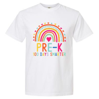 Pre K 100 Days Smarter Rainbow Teacher 100th Day Of School Gift Garment-Dyed Heavyweight T-Shirt