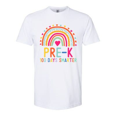 Pre K 100 Days Smarter Rainbow Teacher 100th Day Of School Gift Softstyle CVC T-Shirt