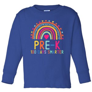 Pre K 100 Days Smarter Rainbow Teacher 100th Day Of School Gift Toddler Long Sleeve Shirt