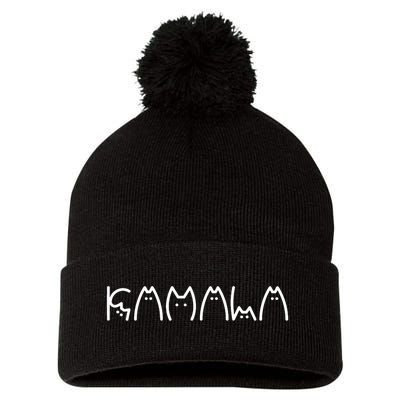 President Kamala 2024 Kamala Cat Letter Font Design Pom Pom 12in Knit Beanie