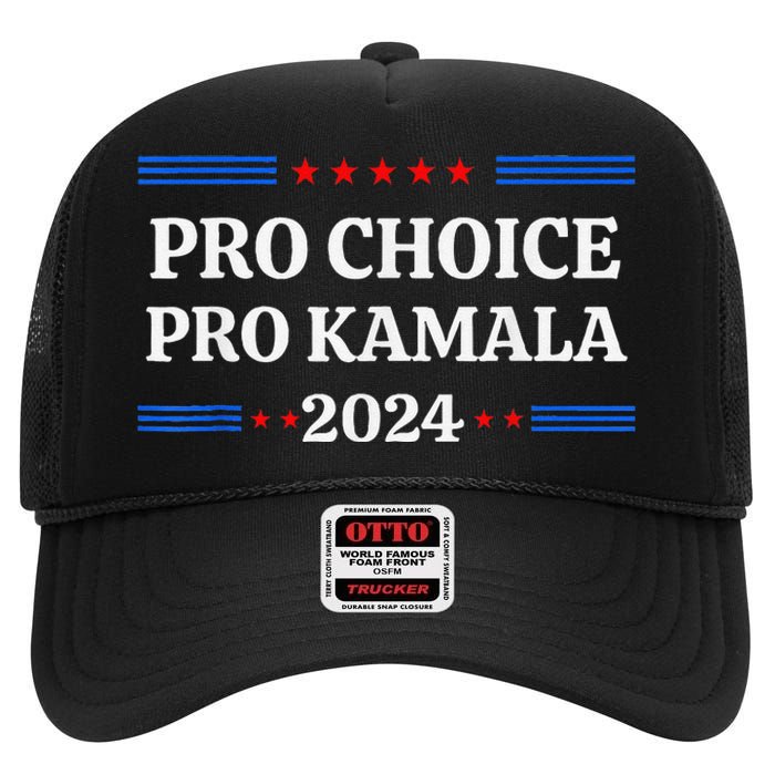 Pro Kamala 2024 Feminist Rights Harris High Crown Mesh Back Trucker Hat