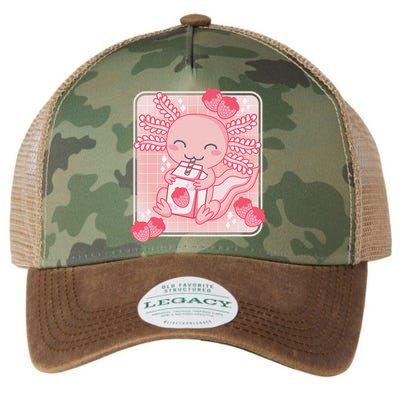 Pink Kawaii Aesthetic Axolotl Japanese Strawberry Milk Anime  Legacy Tie Dye Trucker Hat