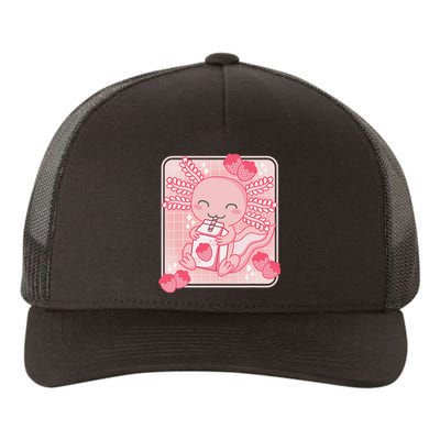 Pink Kawaii Aesthetic Axolotl Japanese Strawberry Milk Anime  Yupoong Adult 5-Panel Trucker Hat