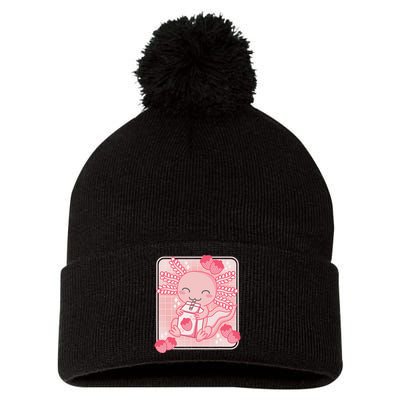 Pink Kawaii Aesthetic Axolotl Japanese Strawberry Milk Anime  Pom Pom 12in Knit Beanie