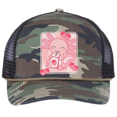 Pink Kawaii Aesthetic Axolotl Japanese Strawberry Milk Anime  Retro Rope Trucker Hat Cap