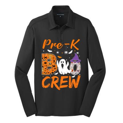 Pre K Boo Crew Teacher Student Halloween Pre Kindergarten Silk Touch Performance Long Sleeve Polo