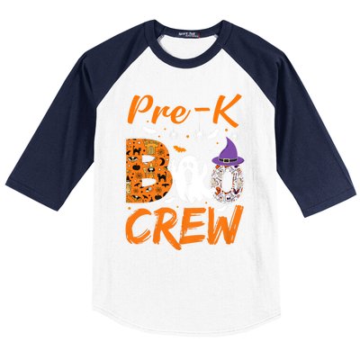 Pre K Boo Crew Teacher Student Halloween Pre Kindergarten Baseball Sleeve Shirt