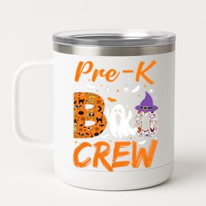 Pre K Boo Crew Teacher Student Halloween Pre Kindergarten 12 oz Stainless Steel Tumbler Cup