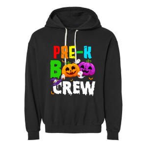 Pre K Boo Crew Funny Halloween Costume Teachers Garment-Dyed Fleece Hoodie