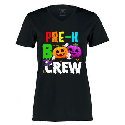 Pre K Boo Crew Funny Halloween Costume Teachers Women's Momentum V-Neck T-Shirt