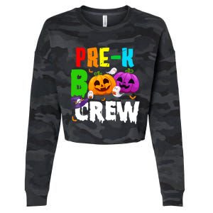 Pre K Boo Crew Funny Halloween Costume Teachers Cropped Pullover Crew