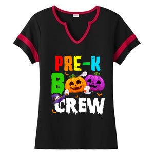 Pre K Boo Crew Funny Halloween Costume Teachers Ladies Halftime Notch Neck Tee