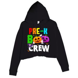 Pre K Boo Crew Funny Halloween Costume Teachers Crop Fleece Hoodie