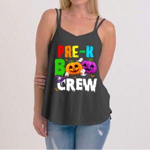 Pre K Boo Crew Funny Halloween Costume Teachers Women's Strappy Tank