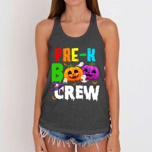 Pre K Boo Crew Funny Halloween Costume Teachers Women's Knotted Racerback Tank