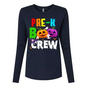 Pre K Boo Crew Funny Halloween Costume Teachers Womens Cotton Relaxed Long Sleeve T-Shirt