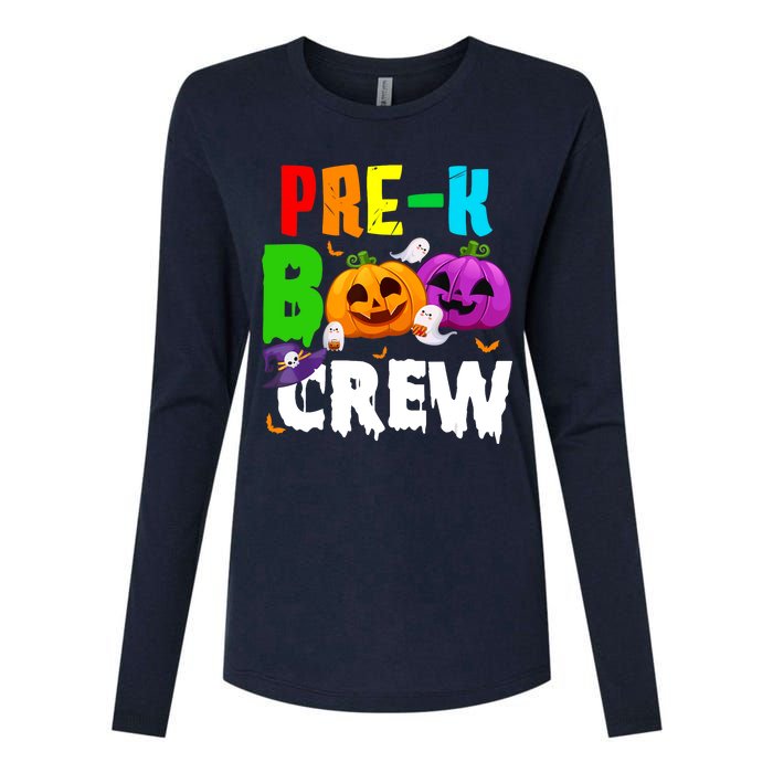 Pre K Boo Crew Funny Halloween Costume Teachers Womens Cotton Relaxed Long Sleeve T-Shirt