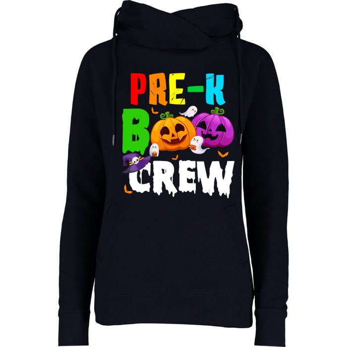 Pre K Boo Crew Funny Halloween Costume Teachers Womens Funnel Neck Pullover Hood