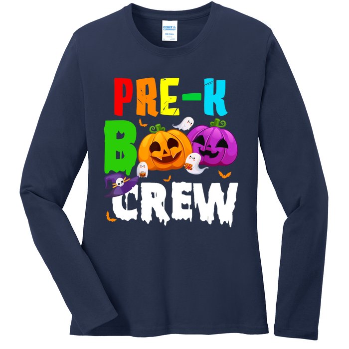 Pre K Boo Crew Funny Halloween Costume Teachers Ladies Long Sleeve Shirt