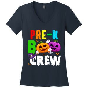 Pre K Boo Crew Funny Halloween Costume Teachers Women's V-Neck T-Shirt