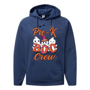 Pre K Boo Crew Cute Ghost Funny Halloween Teacher Student Performance Fleece Hoodie