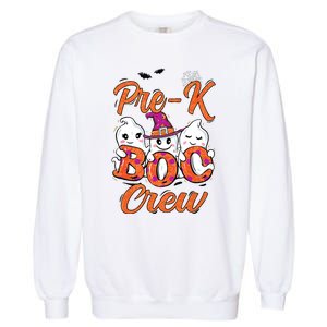 Pre K Boo Crew Cute Ghost Funny Halloween Teacher Student Garment-Dyed Sweatshirt