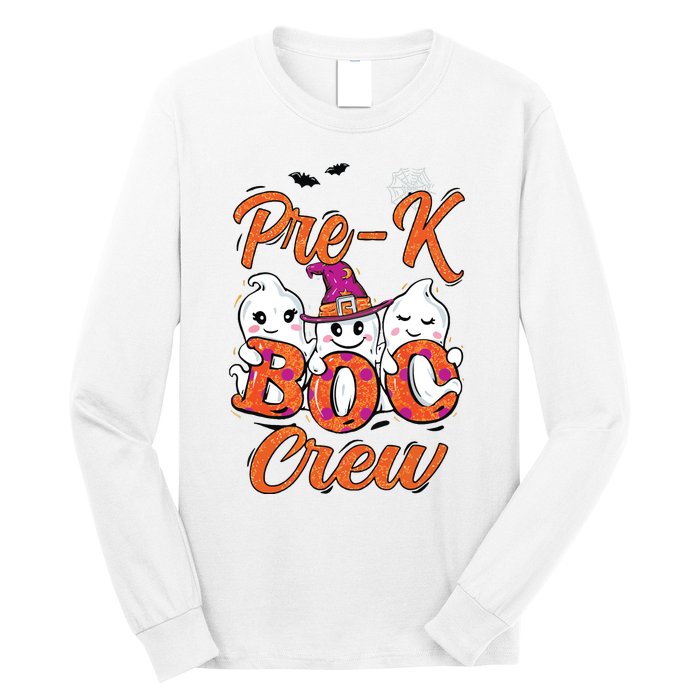 Pre K Boo Crew Cute Ghost Funny Halloween Teacher Student Long Sleeve Shirt