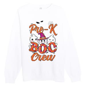 Pre K Boo Crew Cute Ghost Funny Halloween Teacher Student Premium Crewneck Sweatshirt