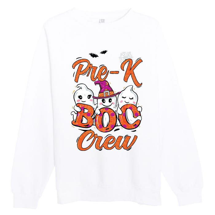 Pre K Boo Crew Cute Ghost Funny Halloween Teacher Student Premium Crewneck Sweatshirt