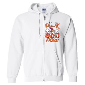 Pre K Boo Crew Cute Ghost Funny Halloween Teacher Student Full Zip Hoodie