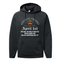 Prank King Born On April Fools Funny April 1st Birthday Performance Fleece Hoodie