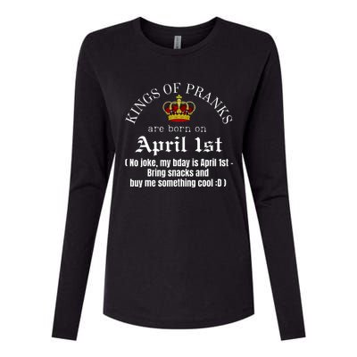 Prank King Born On April Fools Funny April 1st Birthday Womens Cotton Relaxed Long Sleeve T-Shirt