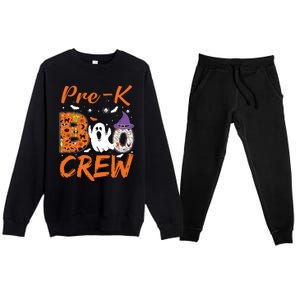 Pre K Boo Crew Teacher Student Halloween Pre Kindergarten Premium Crewneck Sweatsuit Set