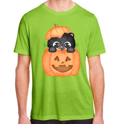 Pumpkin Kitty Cute Halloween Adult ChromaSoft Performance T-Shirt