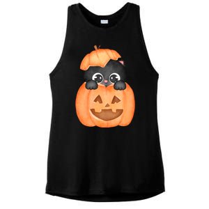 Pumpkin Kitty Cute Halloween Ladies PosiCharge Tri-Blend Wicking Tank