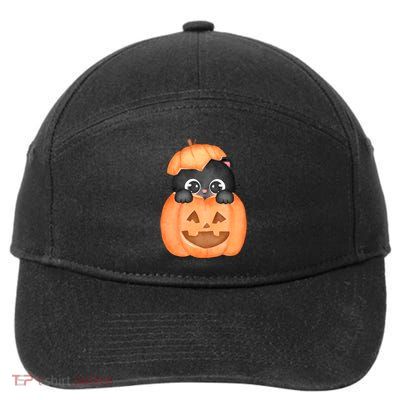 Pumpkin Kitty Cute Halloween 7-Panel Snapback Hat